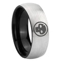 8mm Skull Symbol Two-Tone Classic Dome Gray Black Tungsten Promise Ring