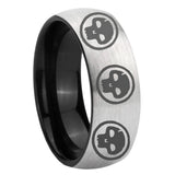 8mm Multiple Skull Dome Gray And Black Tungsten Carbide Engagement Ring
