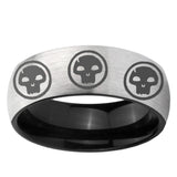 6mm Multiple Skull Dome Gray And Black Tungsten Carbide Engagement Ring
