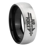 8mm Classic Dome Air Force Shiny Gray And Black Tungsten Laser Engraved Ring