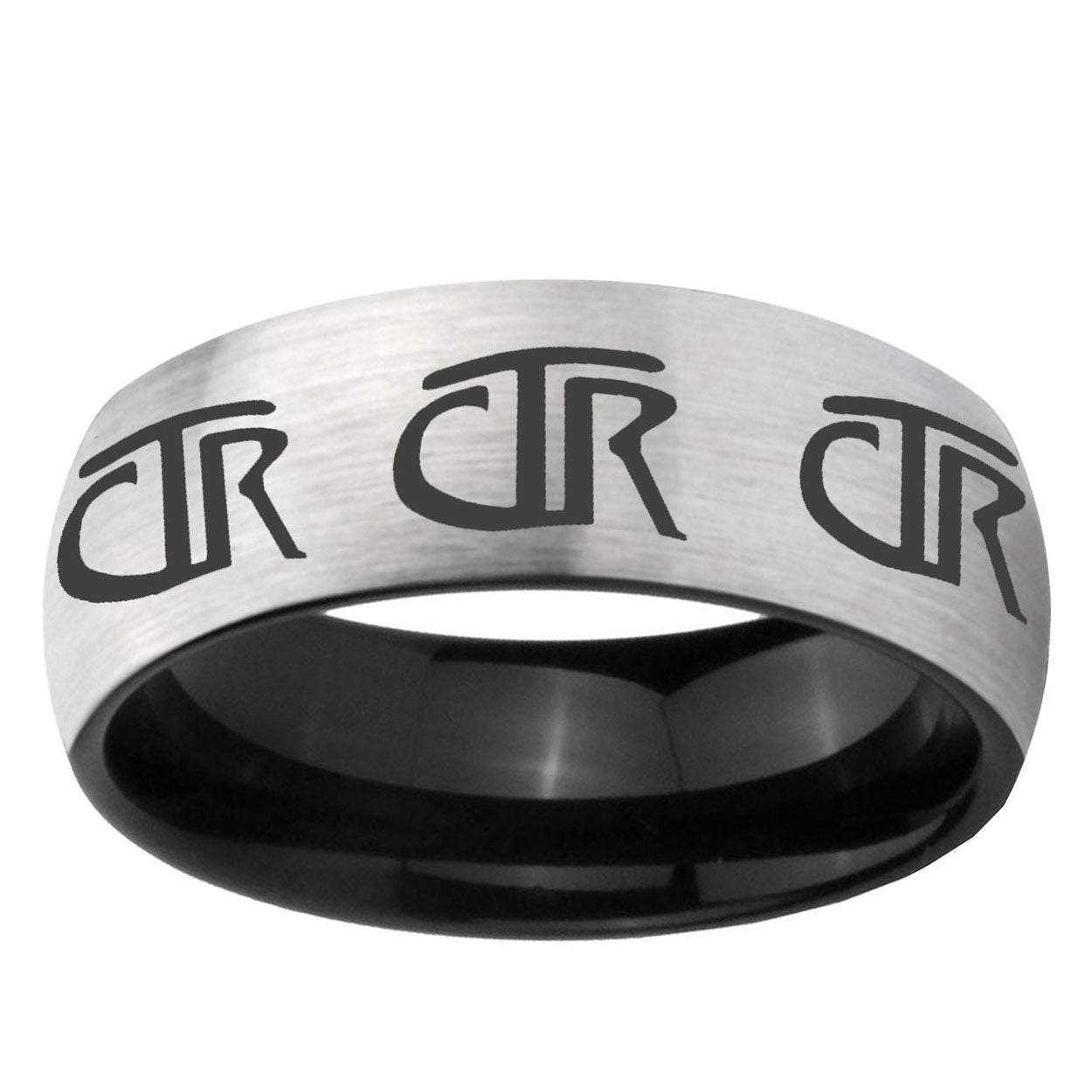6mm Multiple CTR Two-Tone Classic Dome Gray Black Tungsten Promise Ring