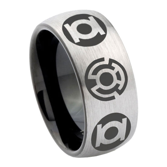 8mm Blue Green Lantern Dome Silver Comfort Wedding Bands