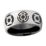 6, 8mm Blue Green Lantern Dome Silver Comfort Wedding Bands
