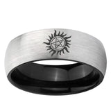 6mm Supernatural Dome Gray And Black Tungsten Engraved Bands