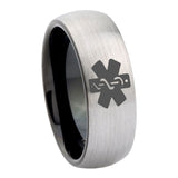 10mm-Medical-Alert-Dome-Tungsten-Carbide-Silver-Black-Promise-Rings