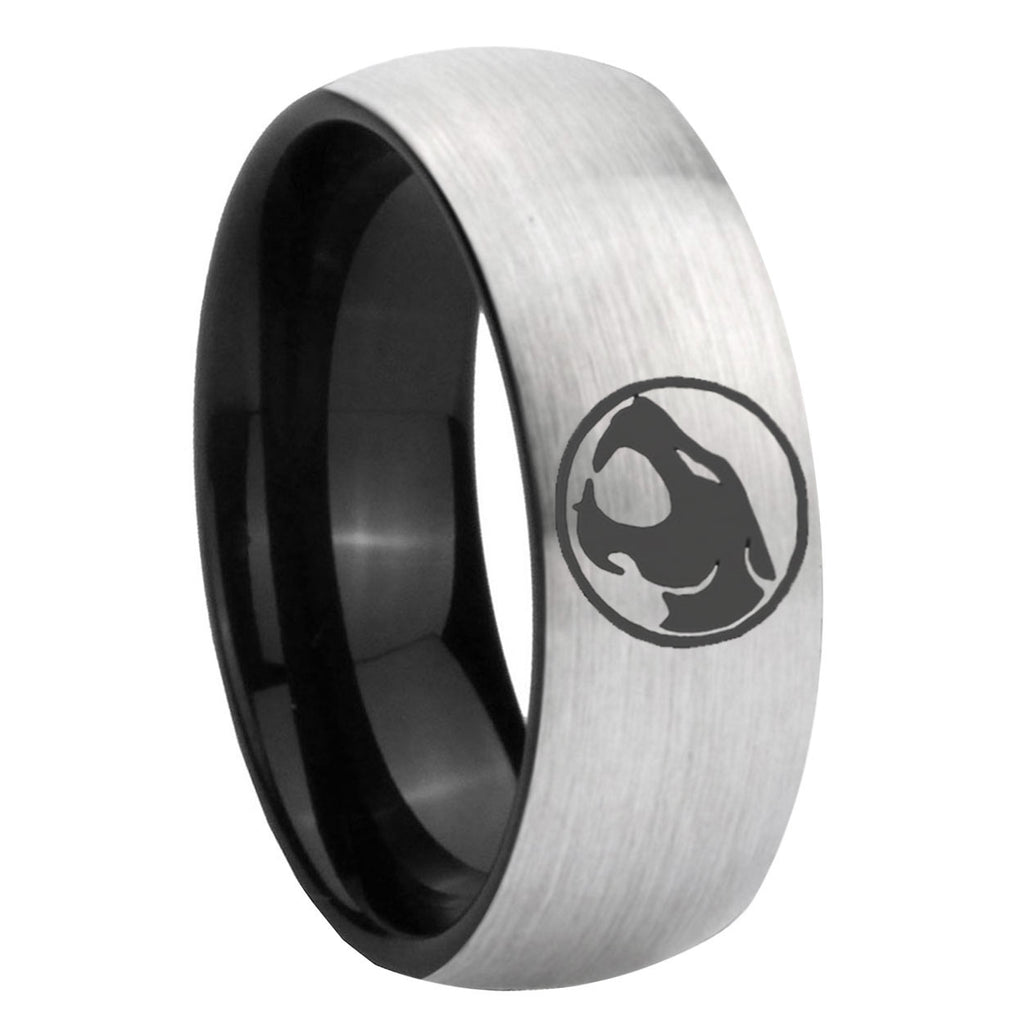 8mm Thundercat Two-Tone Classic Dome Gray Black Tungsten Promise Ring