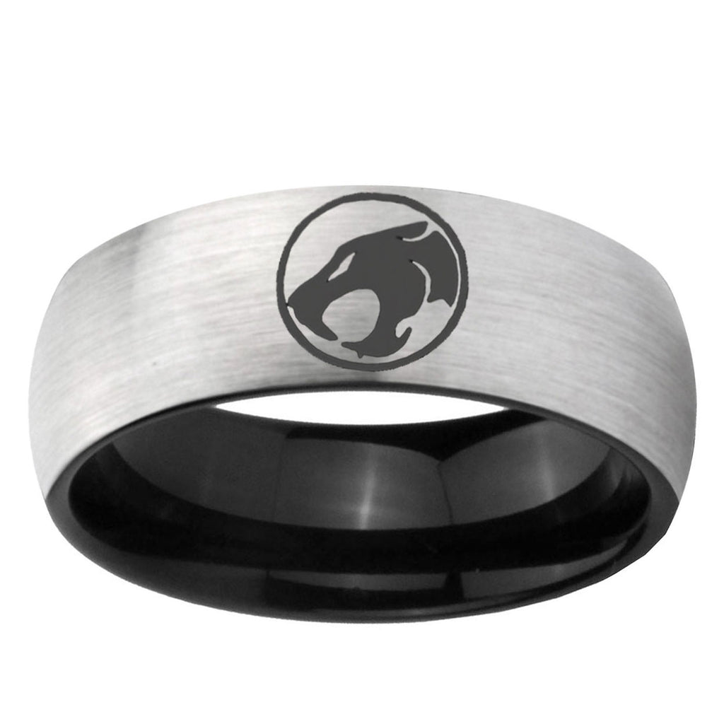 6mm Thundercat Two-Tone Classic Dome Gray Black Tungsten Promise Ring