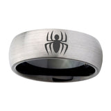 8mm-Spiderman-Dome-Tungsten-Carbide-Silver-Black-Mens-Promise-Ring