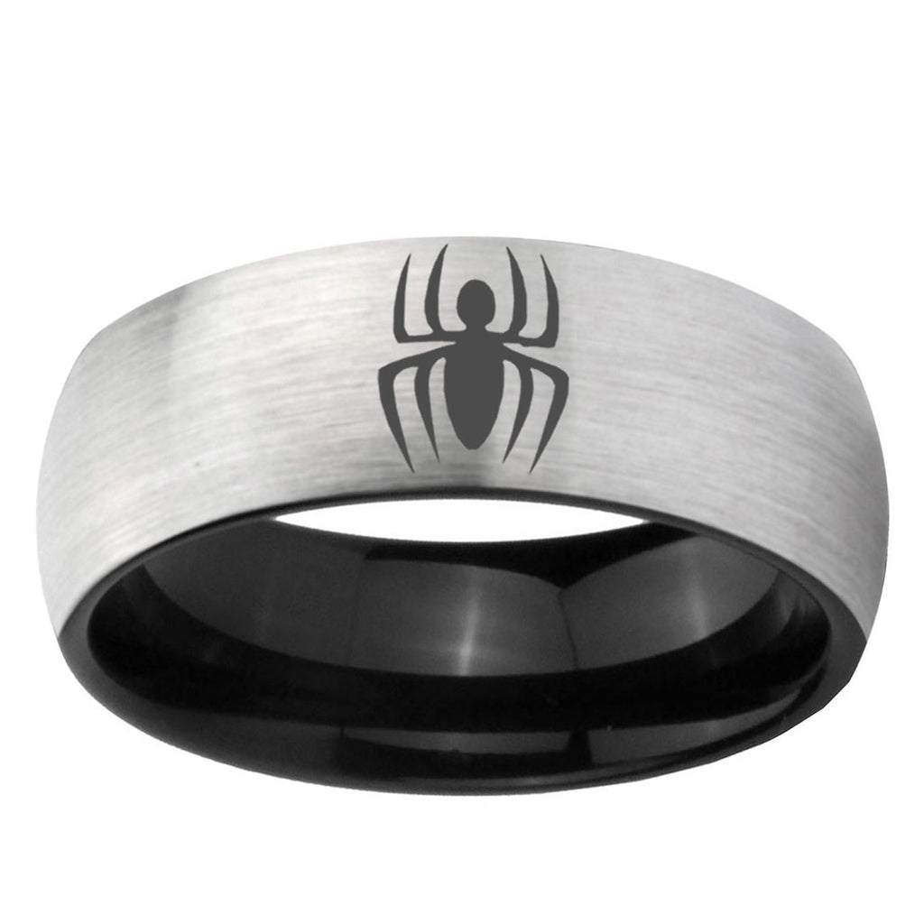 6mm Spiderman Two-Tone Classic Dome Gray Black Tungsten Promise Ring