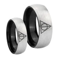 Deathly Hallows Dome Gray Black Tungsten Couples Ring Set