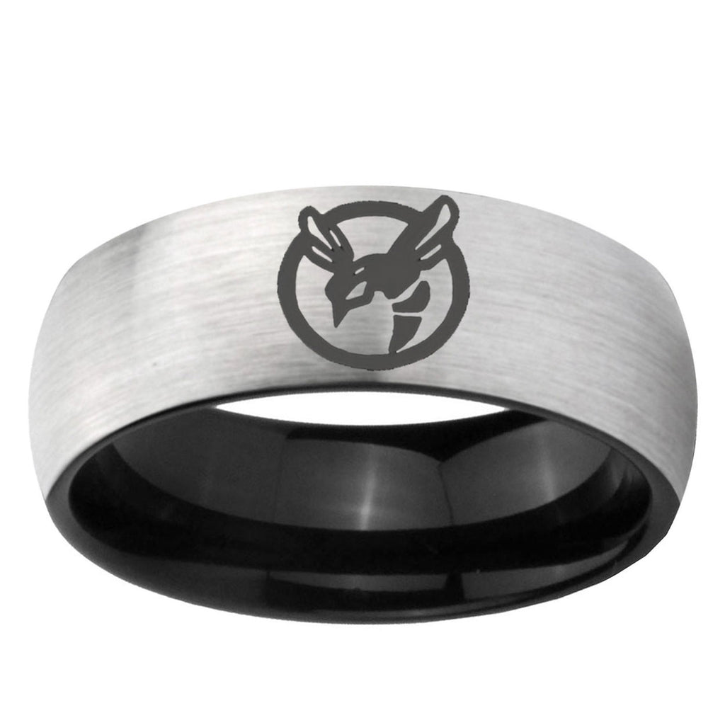 6mm Honey Bee Two-Tone Classic Dome Gray Black Tungsten Promise Ring