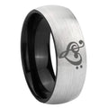 8mm Music And Heart Two-Tone Classic Dome Gray Black Tungsten Promise Ring