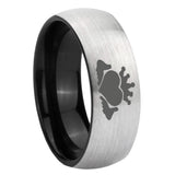 8mm Claddagh Design Dome Gray And Black Tungsten Carbide Mens Bands Ring