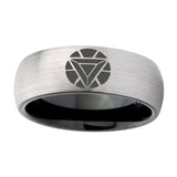 6, 8mm Iron Man Art Reactor Dome Silver Mens Tungsten Wedding Band