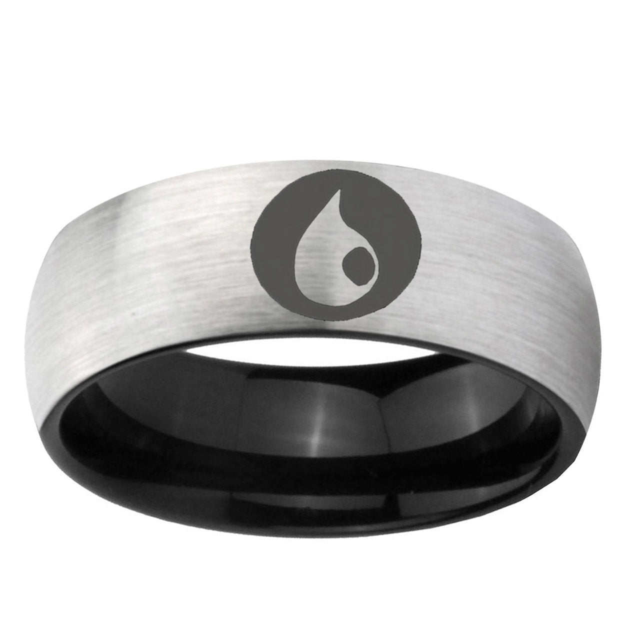 6mm Magic Gathering Two-Tone Classic Dome Gray Black Tungsten Promise Ring