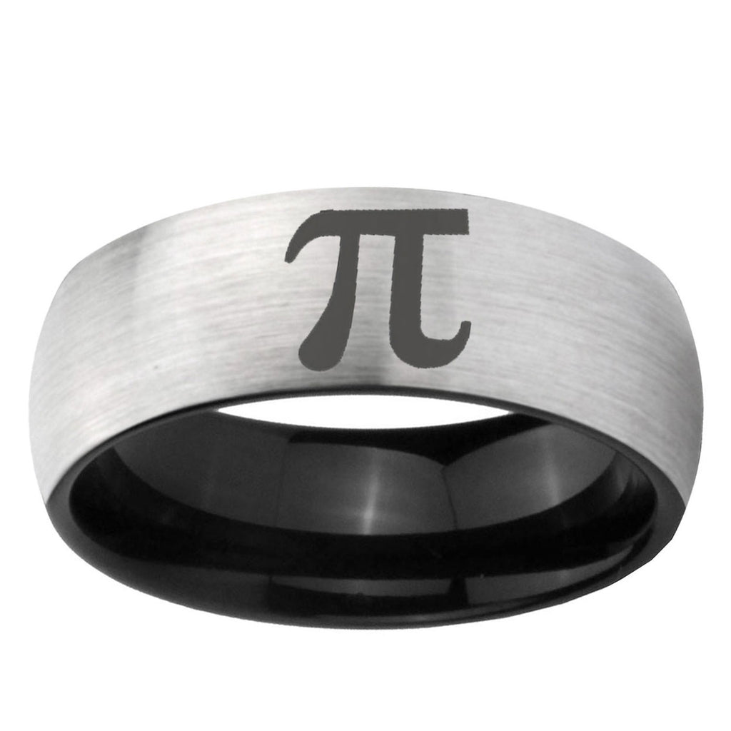 6mm Math Pi Two-Tone Classic Dome Gray Black Tungsten Promise Ring