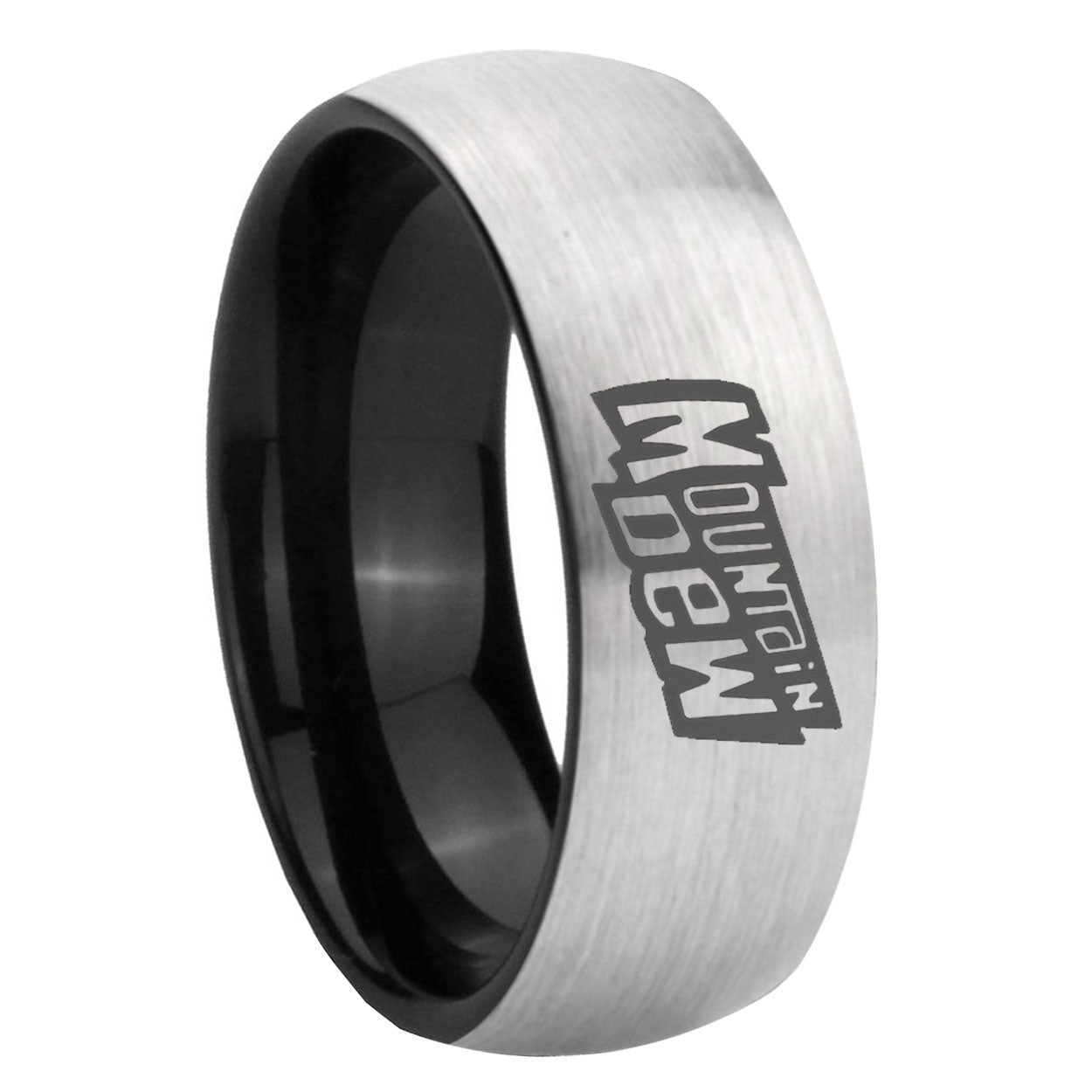 8mm Mountain Dew Two-Tone Classic Dome Gray Black Tungsten Promise Ring