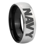 8mm Navy Dome Gray And Black Tungsten Carbide Engagement Ring