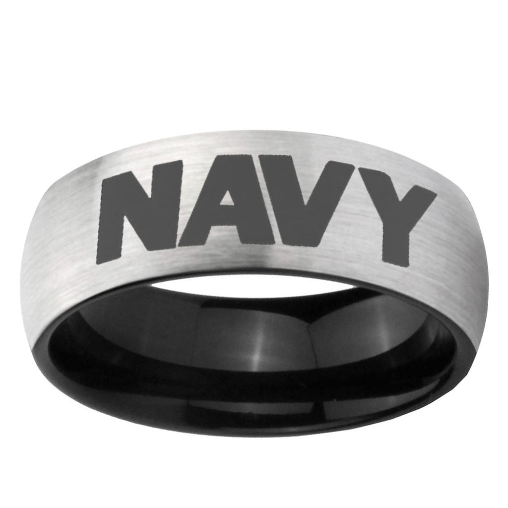 6mm Navy Two-Tone Classic Dome Gray Black Tungsten Promise Ring