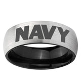 6mm Navy Dome Gray And Black Tungsten Carbide Engagement Ring
