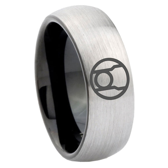 8mm Red Lantern Dome Silver Tungston Carbide Rings