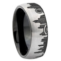 8mm Chicago City Two-Tone Classic Dome Gray Black Tungsten Promise Ring