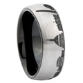 8mm DC Washington City Two-Tone Classic Dome Gray Black Tungsten Promise Ring