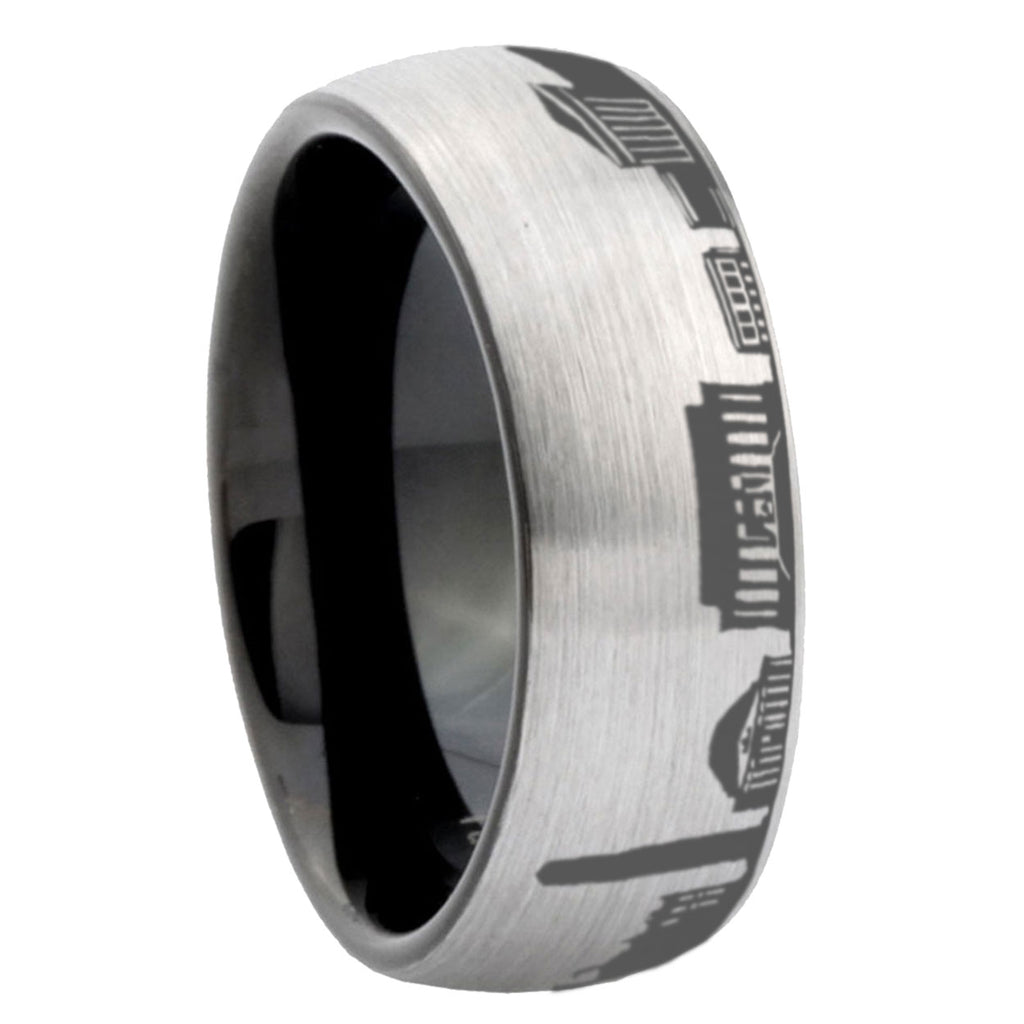 6mm DC Washington City Two-Tone Classic Dome Gray Black Tungsten Promise Ring