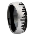 8mm NY New York City Two-Tone Classic Dome Gray Black Tungsten Promise Ring