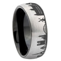 8mm France Paris City Two-Tone Classic Dome Gray Black Tungsten Promise Ring