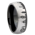 8mm UK London City Two-Tone Classic Dome Gray Black Tungsten Promise Ring
