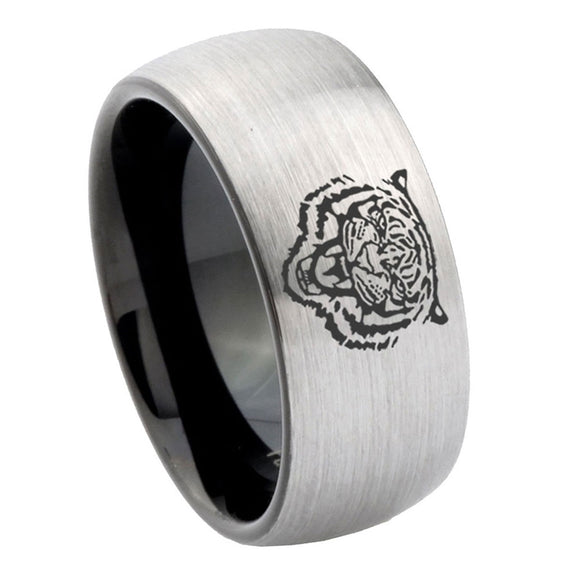 10mm-Lion-Dome-Tungsten-Carbide-Silver-Black-Engagement-Ring