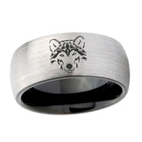 10mm-Wolf-Dome-Tungsten-Carbide-Silver-Black-Engagement-Ring