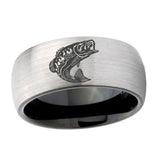 8mm-Fishing-Dome-Tungsten-Carbide-Silver-Black-Wedding-Band-Mens