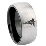 10mm-Medical-Symbol-Dome-Tungsten-Carbide-Silver-Black-Engagement-Ring