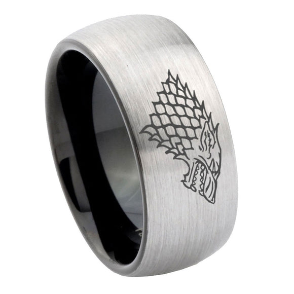 10mm-Game-Of-Thrones-House-Stark-Direwolf-Dome-Tungsten-Carbide-Silver-Black-Engagement-Ring