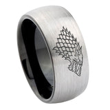 8mm-Game-Of-Thrones-House-Stark-Direwolf-Dome-Tungsten-Carbide-Silver-Black-Wedding-Band-Mens