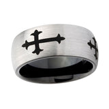 10mm-Christian-Cross-Religious-Dome-Tungsten-Carbide-Silver-Black-Engagement-Ring