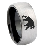 10mm-Chimpanzee-Dome-Tungsten-Carbide-Silver-Black-Engagement-Ring