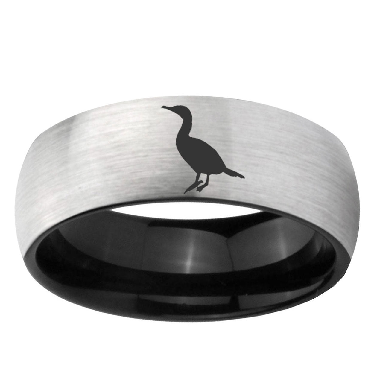 10mm Cormorant Dome Tungsten Carbide Silver Black Engagement Ring