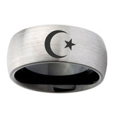 8mm-Crescent-Moon-Stars-Dome-Tungsten-Carbide-Silver-Black-Wedding-Band-Mens