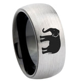 8mm-Elephant-Dome-Tungsten-Carbide-Silver-Black-Wedding-Band-Mens