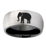 8mm-Elephant-Dome-Tungsten-Carbide-Silver-Black-Wedding-Band-Mens