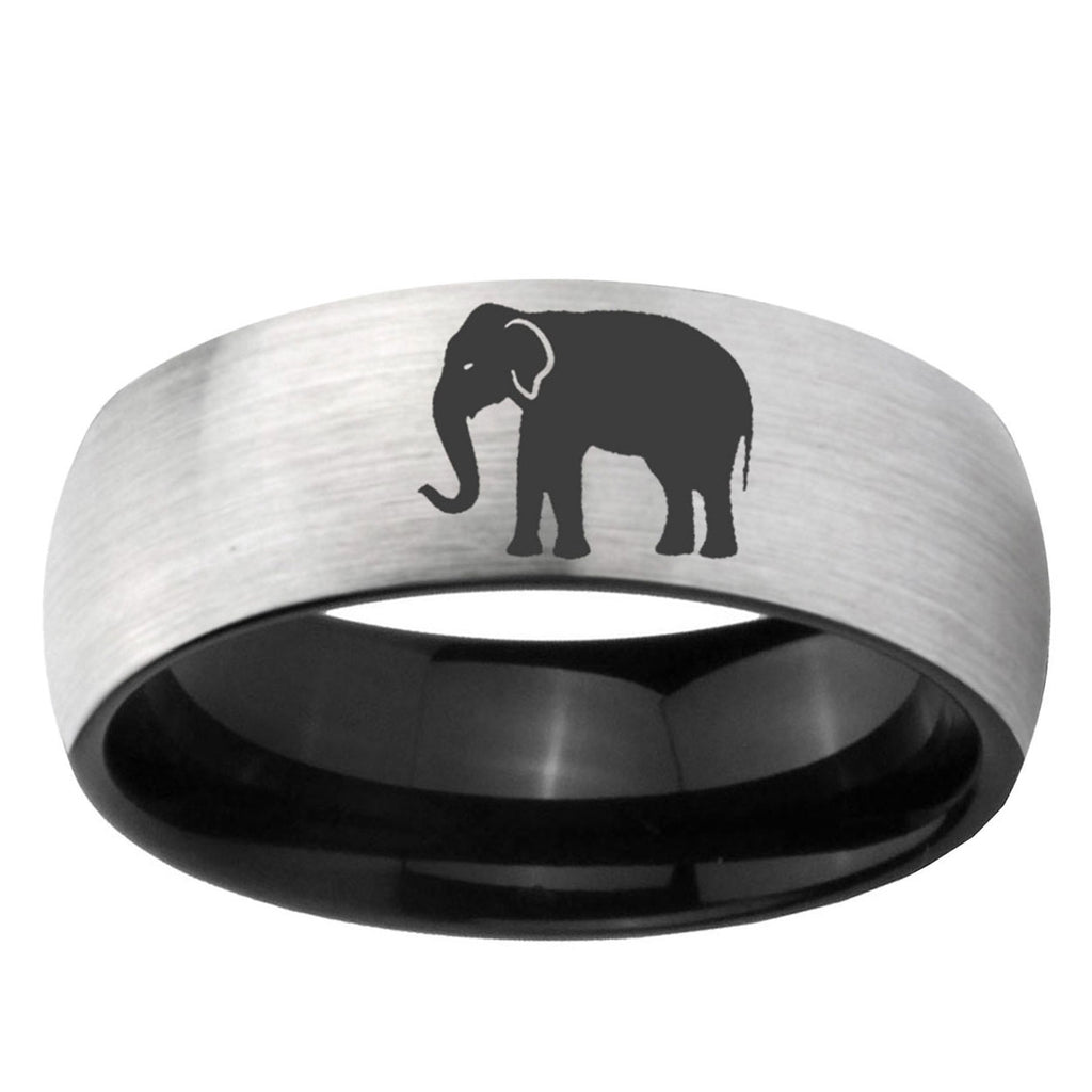 6mm Elephant Two-Tone Classic Dome Gray Black Tungsten Promise Ring