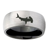 8mm-Hammerhead-Shark-Dome-Tungsten-Carbide-Silver-Black-Wedding-Band-Mens
