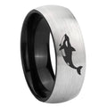 8mm Killer Whale Two-Tone Classic Dome Gray Black Tungsten Promise Ring