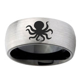 8mm-Octopus-Dome-Tungsten-Carbide-Silver-Black-Wedding-Band-Mens