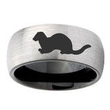 8mm-Otter-Dome-Tungsten-Carbide-Silver-Black-Wedding-Band-Mens