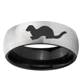 6mm Otter Dome Gray And Black Tungsten Ring For Him