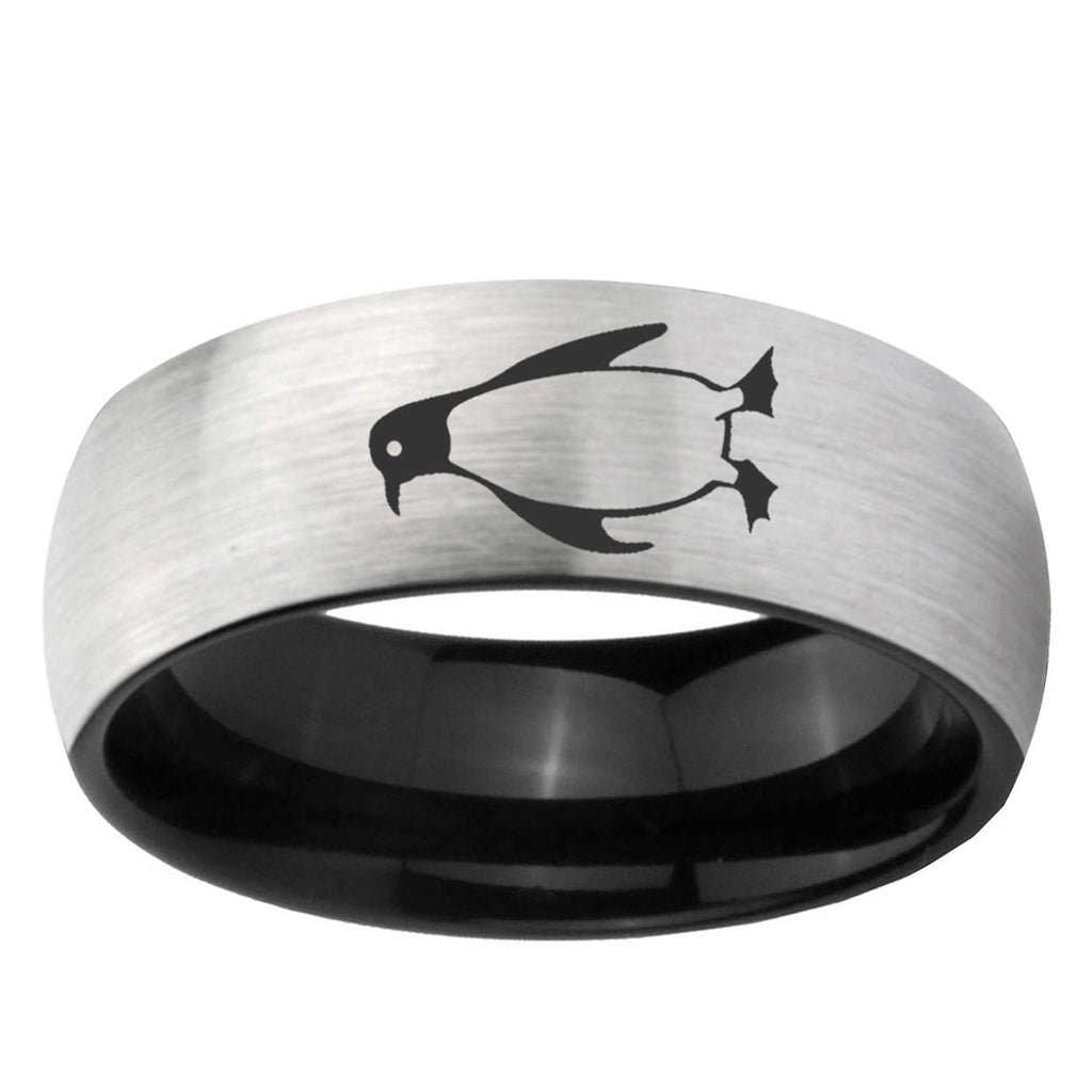 6mm Penguin Two-Tone Classic Dome Gray Black Tungsten Promise Ring